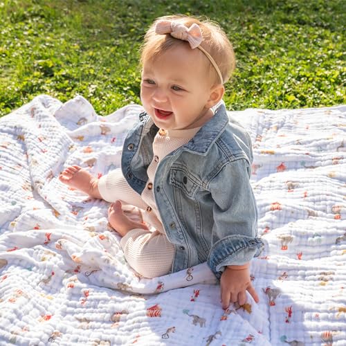 Image of aden + anais Essentials Dream Blanket, Muslin Baby Blankets for Girls & Boys, Ideal Lightweight Newborn Nursery & Crib Blanket, Elephant Circus