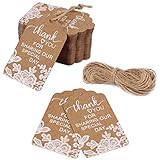 Etiquetas de Regalo de Papel Kraft Etiqueta Colgante con Estampado de Encaje Blanco Etiquetas Rectangulare con 40m Cuerda de Cáñamo para Compromiso de la Boda Fiesta de Baby Shower 200 Piezas