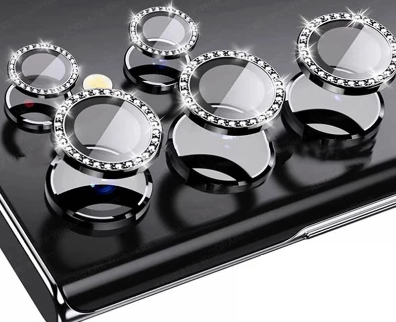 Image of Lens Care For Samsung Galaxy S23 Ultra Camera Lens Protector /9H Alloy Metalic Ring Film Tempered Glass Camera Cover Screen Guard For Samsung Galaxy s23 Ultra 5g (5 Pack, Black Diamond)