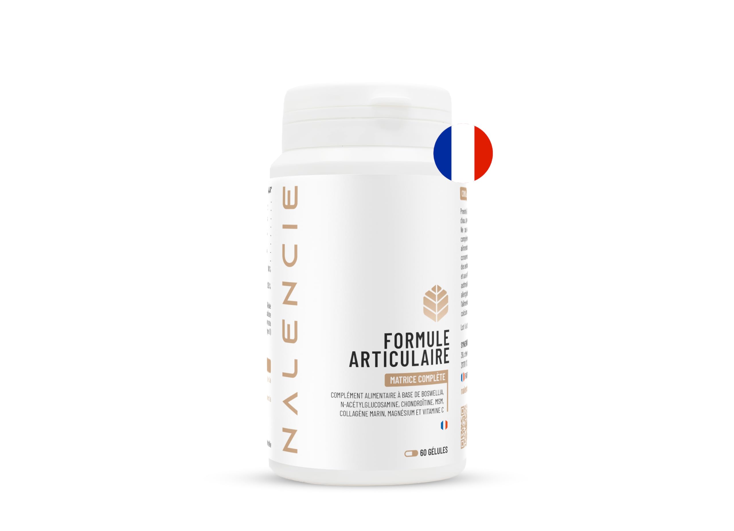 Formule Articulations Complète - Anti douleurs - 7 Actifs : Glucosamine, Chondroïtine Marine, MSM, Collagène Marin, Boswellia, Vitamine C, Magnésium – 60 Gélules – Fabrication Française