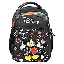 Kuber Industries Polyester Waterproof Disney Mickey Mouse Print Backpack|Sturdy School Bag For Kids,14 Inch (Black)