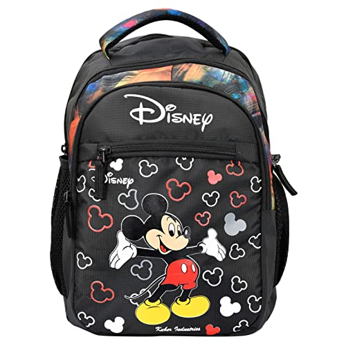 Kuber Industries Polyester Waterproof Disney Mickey Mouse Print Backpack|Sturdy School Bag For Kids,14 Inch (Black)