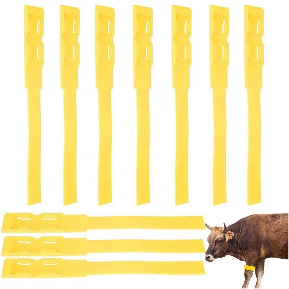 Sanfly - Lot De 10 Bracelets D'identification Pour Vaches Et Bovins - Anneaux De Patte En Plastique Rouge 38x4 Cm - Léger Et Réutilisable - 9