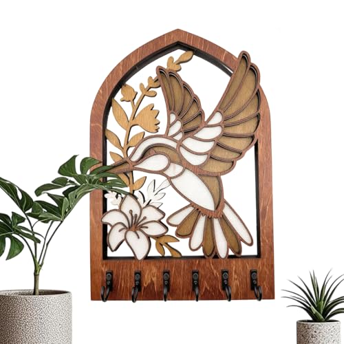 Soporte de pared para llaves en madera tallada decorativa 2