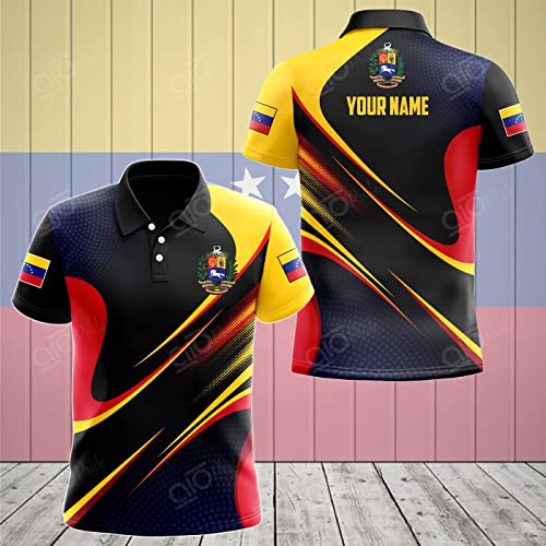 Customize Venezuela Coat of Arms Special Dot Pattern Unisex Adult Polo Shirt, Mens Polo Shirts for Gifts, Short Sleeve Men's Shirt Colorful2