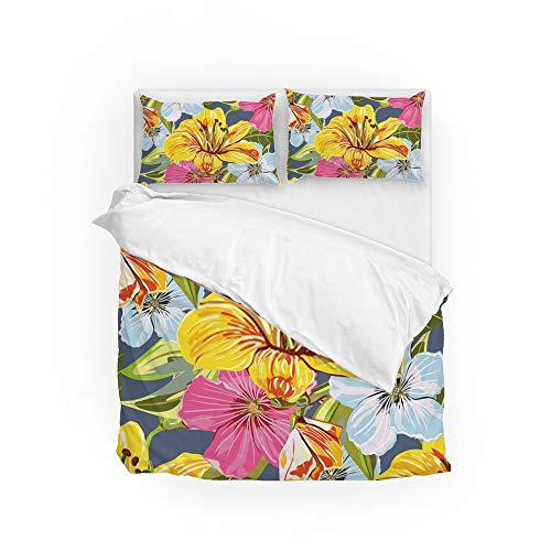 Parure de lit King imprimé floral 3 pièces douceur haut de gamme - 3