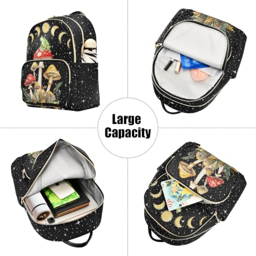 Image of Mushroom Frog Quilted Backpack Purse for Women Fashion Small Backpack M | Shoulder Bag Travel Casual Daypack