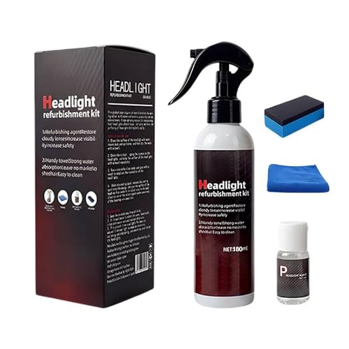 Headlight Restoration Kit, Yellowed & Cloudy Lens Cleaner, Protective Coat