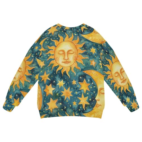 Golden Sun Moon Stars Boho Little Boys Sweatshirt Hoodie Long Sleeve Fall Tops Shirts Camping 4T2