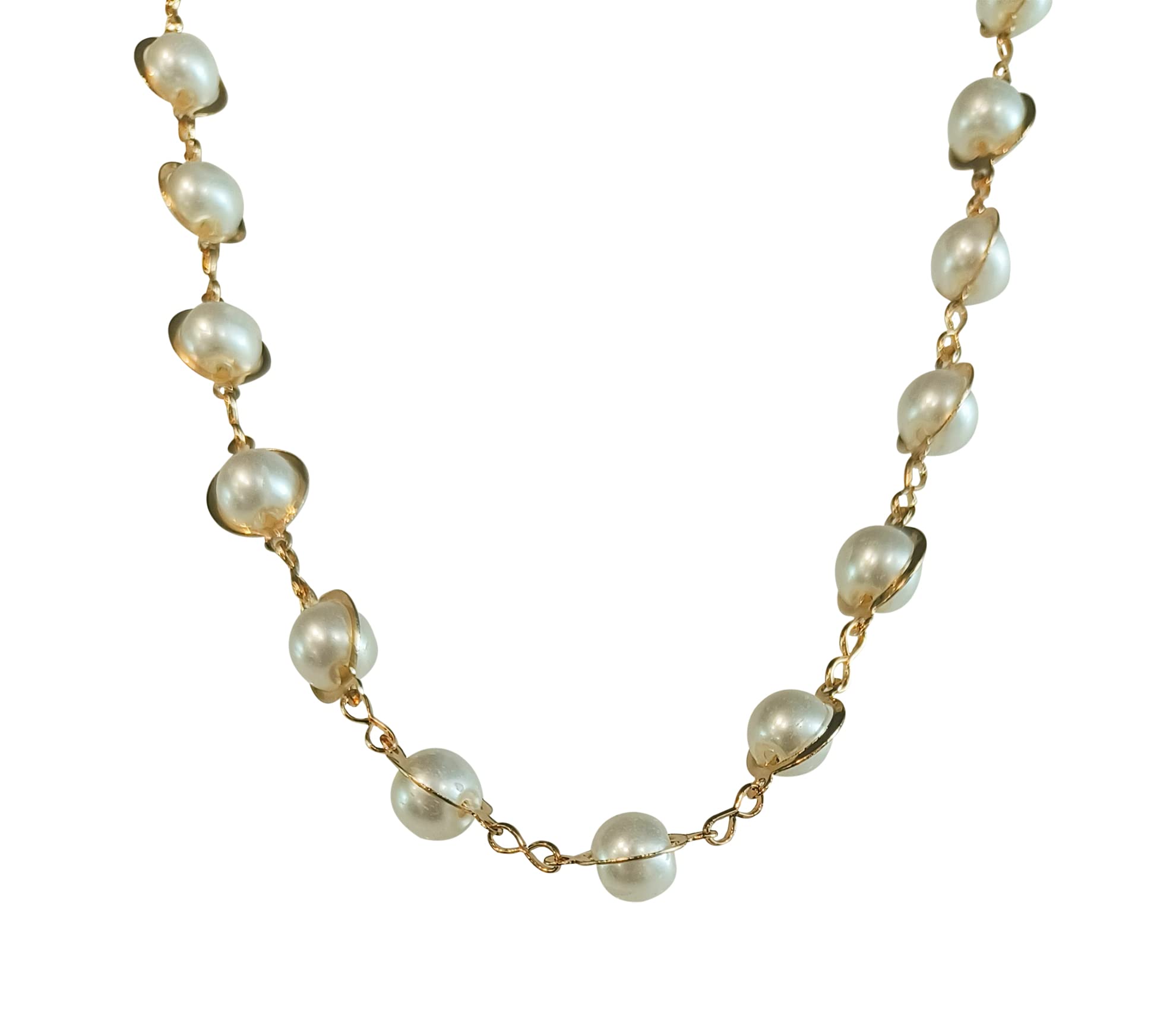 LA BELLEZA Gold Plated Pearl Mala Pearl String Choker Classic Vintage Pearl Mala Necklace Neckpiece Choker Mala for Girls and Women (White) (B0C5Y2R17X) Amazon Price History, Amazon Price Tracker