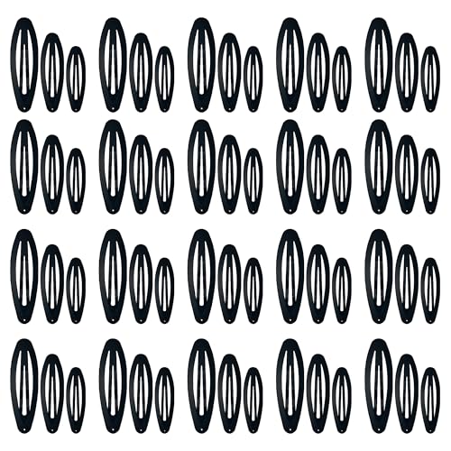 60 Pinzas negras ovaladas para cabello en 3 tamaños miniatura 1