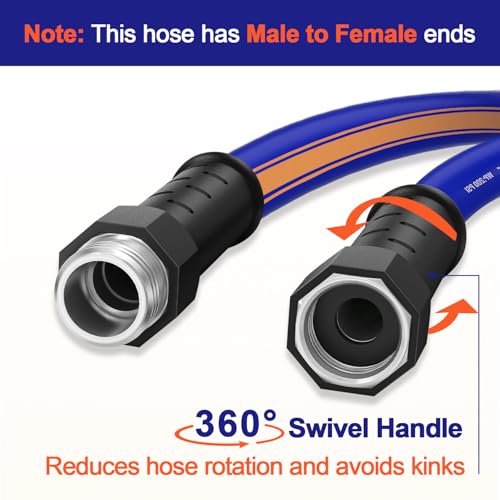 garden leader hose 3 ft x 5/8", Male to Female Fittings, Hose Reel Leader Hose, short water hose with Swivel Handle