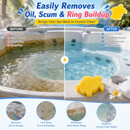 Image of Boao 16 Pieces Oil Absorbing Sponge for Hot Tub Swimming Pool and Spa(Turtle,Multicolor)