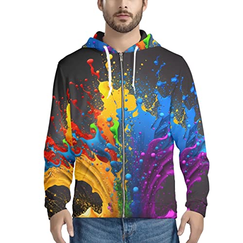 ENLACHIC Unisex Adult Novelty 3D Galaxy Wolf Print Zip up Hoodie Pullover Hooded Sweatshirt3