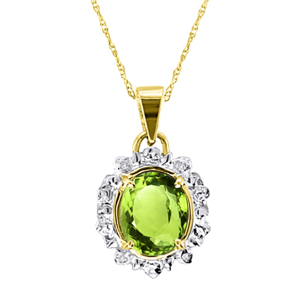 Peridot & Diamant Anhänger Halskette Sterling Silber, Peridot