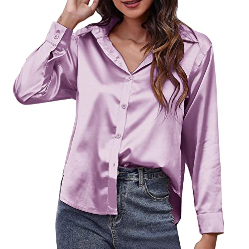 Camicia da donna in raso lucido a maniche lunghe