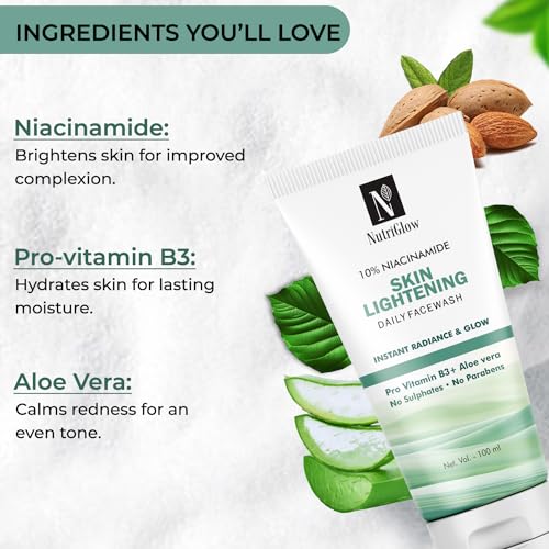 Image of NutriGlow 10% Niacinamide Daily Face Wash, Brightening Formula Pro Vitamin B3, All Skin Types For Men And Women (100ml) Pack of 3
