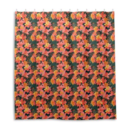 Rideau de douche en polyester motif floral 168x183 cm étanche avec crochets - 2