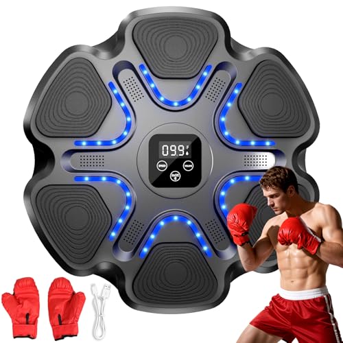 KIKILIVE Máquina de Boxeo de música con Guantes, Entrenador de perforación Interactivo Bluetooth Inteligente, Equipo de Boxeo de Montaje en la Pared, Gimnasio de Oficina en casa KIKILIVE Máquina de Boxeo de música con Guantes, Entrenador de perforación Interactivo Bluetooth Inteligente, Equipo de Boxeo de Montaje en la Pared, Gimnasio de Oficina en casa