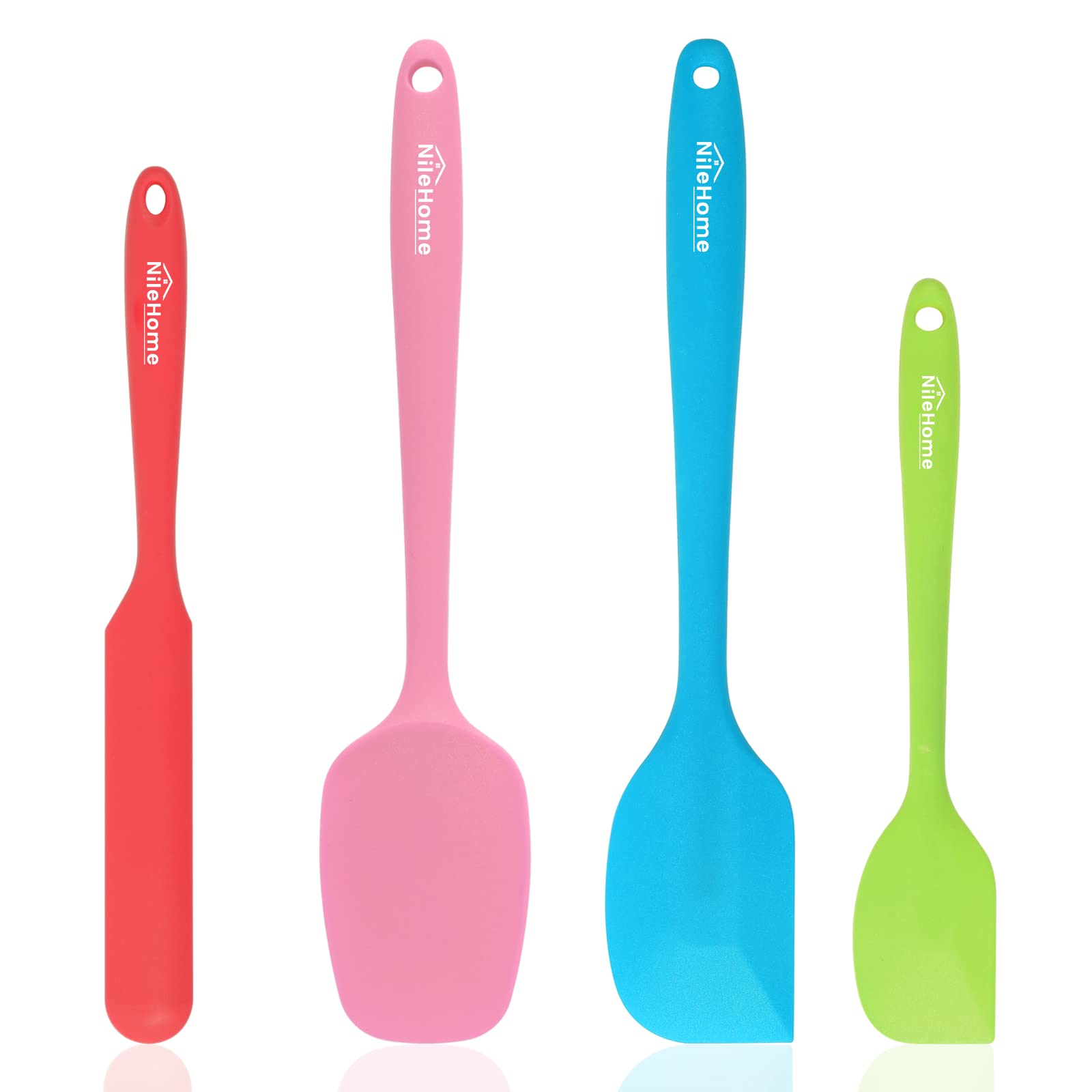 NileHomeSilicone Spatula Set Rubber Spatula High Heat-Resistant Premium BPA-Free One Piece Seamless Design Cooking Spatulas Utensils Set For Kitchen, Multicolor(4pcs)
