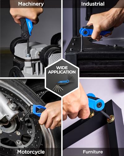Image of Kraftek toolant 17PCS Folding Allen Wrenches Sets(Metric and SAE), Metric Allen Key Set 1.5mm- 8mm, SAE Hex Key Set 5 /64 inch- 1 /4 inch, Folding Hex Keys for Home Repair and Bikes(EDC),gift for men