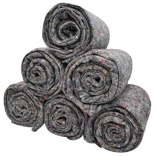 Lot de 6 Couvertures de Déménagement 150x200 cm – Protection Meubles Transport Stockage travaux – Textile Recyclé 350g/m² Gris