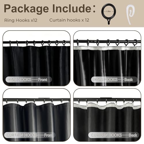 Image of Room Divider Blackout Curtain Track Curtains Wall Dividers Panels Screen for Living Rooms Bedroom Office Privacy Partition Separation, W52 x L96 Inch,1 Panel, Black