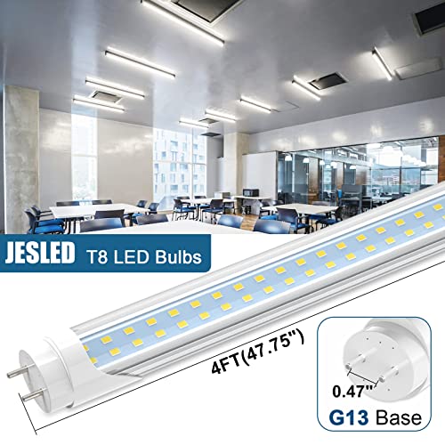 Jesled 4Ft Led T8 Type A+B Tube Lights, 24W(65W Equivalent), 3072Lm, 6000K, Single Or Double End Powered, Plug And Play Or Ballast Bypass, 4 Foot T10 T12 Fluorescent Bulbs Replacement, Clear(4-Pack) #TOP2
