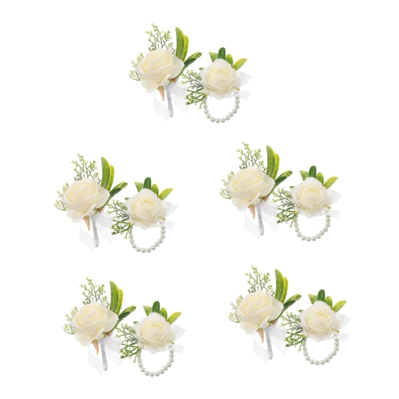 5sätze Korsage Handgelenk Blume Für Hochzeit Künstliche Perlenarmband Corsage Für Braut Und Bräutigam Teiliges Mit Verstellbarem Armband Eleganter Hochzeitszubehör