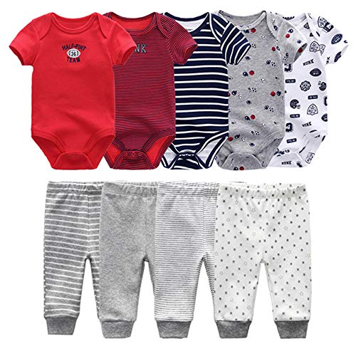 Image of Kiddiezoom Baby Layette Set Baby Boys' 9-Piece Bodysuits Pants Set Toddler Girl Boy Unisex Baby Gift Sets