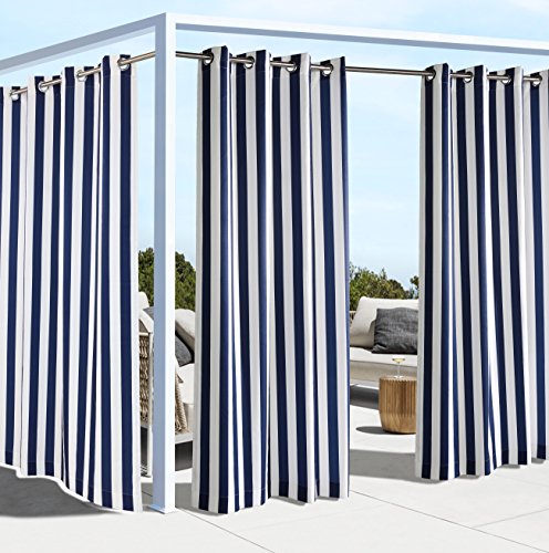 Outdoor Décor Coastal Stripe 108 Cabana Panel, Navy