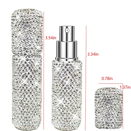 10ML Bling Perfume Spray Bottle, Rhinestone Travel Refillable Perfume Atomizer Bottle Bling Portable Mini Perfume Spray Dispensers. (Silver)4
