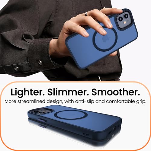 Coque iPhone 12 et 12 Pro compatible MagSafe bleue mate fine - 7