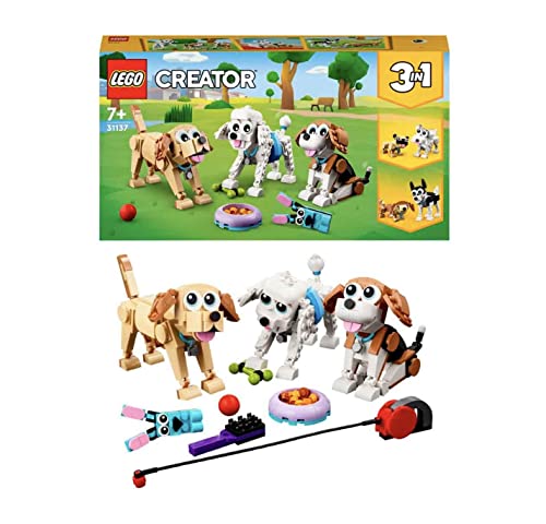 LEGO 31137 Creator 3-in-1 Adorable Dogs Dachshund Pug Poodle Toy Construction Toy for Children Age 7+ Gift for Dog Lovers