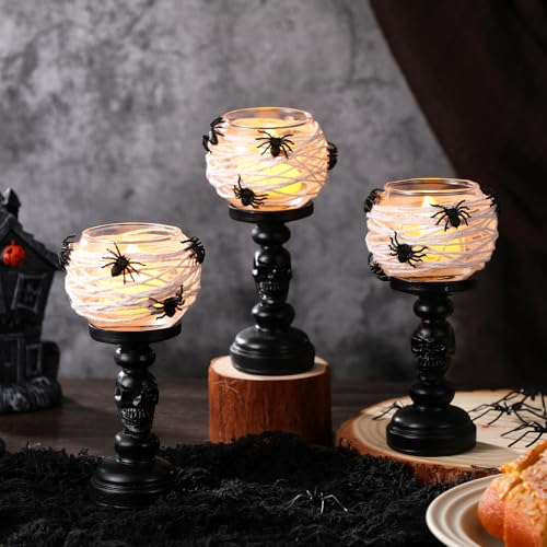Geelin 3 Pcs Skull Tealight Candle Holder for Halloween Decoration