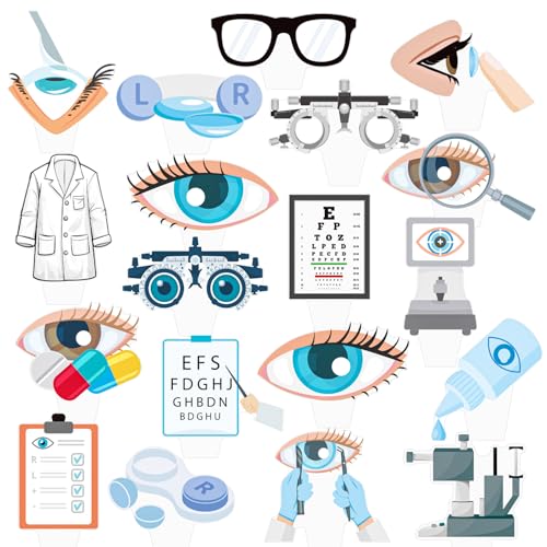 Eye Doctor Cupcake Toppers Optometrist Party Decorations 48Pcs Eye Doctor Birthday Cake Decorations Ophthalmology Cupcake Picks for Optometrist Birthday Graduation Party Supplies