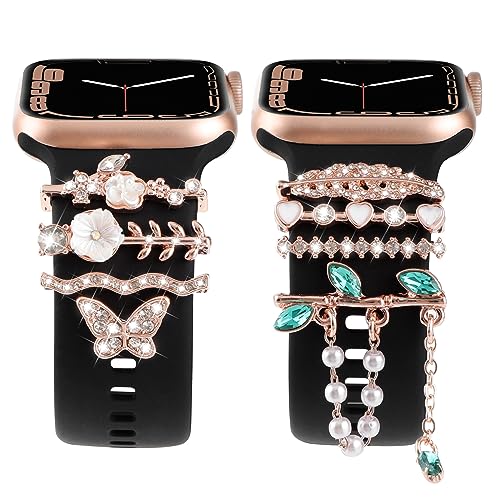 Watch Bands Charms Compatible with Apple Watch Band 41mm 40mm 38mm 42mm 44mm 45mm 49mm Women Decorative Ring Loops For iWatch Series 9 Ultra 2 SE 8 7 6 5 4 3 2 1 Metal Accessories (No Straps)