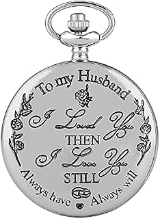 Brelsen to My Husband Silver Pocket Watch, Anniversary Pocket Watch, Silver Anniversary Pocket Watch, Husband Pocket Watch, Wedding Pocket Watch, Engraved Pocket Watch