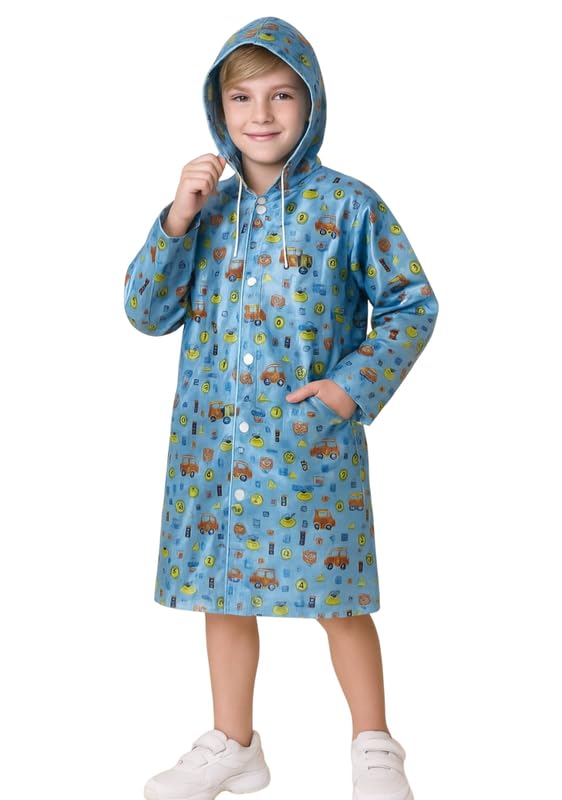 Krystle Boy's & Girl's Kids PVC Waterproof Long Raincoat with School Bag Cover (Chitti Print) (Pack of 1) (Universal, Dark... - Review, Price and Buying Guide