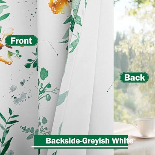 Image of MYSKY HOME Floral Kitchen Tier Cafe Curtains 36 Inch Length 2 Panels Privacy Small Window Treatments Rod Pocket for Bathroom Basement, Yellow and Green, 30 inch Wide Each Panel