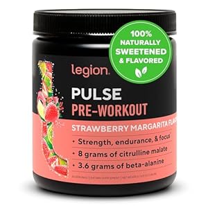 LEGION- All Natural Nitric Oxide Preworkout Drink to Boost Energy, Creatine Free, Naturally Sweetened, Beta Alanine, Citrulline, Alpha GPC (Strawberry Margarita)