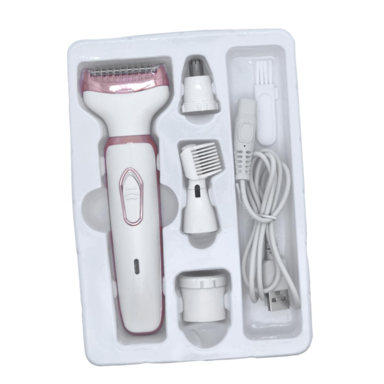 OHPHCALL Electric Nose Hair Trimmer 1 Set Comfortable Handle Waterproof for Bathing Rechargeable White