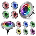 Brizled 12 Pack Color Changing Solar Ground Lights, 16 LED Outdoor Pathway Lights Landscape Lighting, Multicolor Solar Disk Light, Waterproof Disc Puck Light for Pathway Garden Yard Lawn Walkway Decor