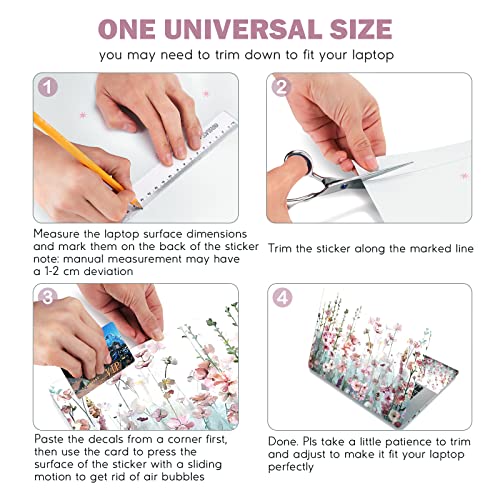 Image of DINKY Laptop Skin Sticker Decal, 12 inch 13 inch 13.3 inch 14 inch 15 inch 15.4 inch 15.6 inch Laptop Universal Reusable Vinyl Skin Stickers Cover Art Decal Notebook PC Personalized Protector-Wildwill Flora