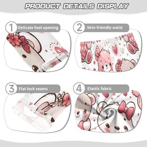 Bolaz Toddler Girls Leggings Printed Yoga Pants Leggings Pink Bear for Kids3