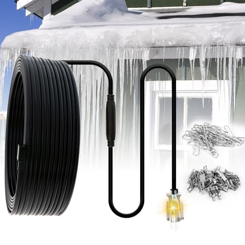 TOPDURE TDRD 30 feet Roof & Gutter Snow De-Icing Kit, 5W/ft Heat Tape for Roof and Gutters Ice Dam Prevention with 6 ft Power Cold
