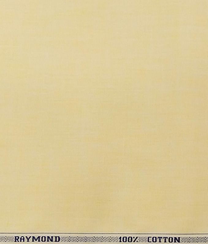 Image of Raymond 100% Cotton Fabric (All Weather Fabric, Unstitched Premium Fabric, Solid, Less Wrinkles) (Yellow, 3.5 Meters for Kurta Pajama)
