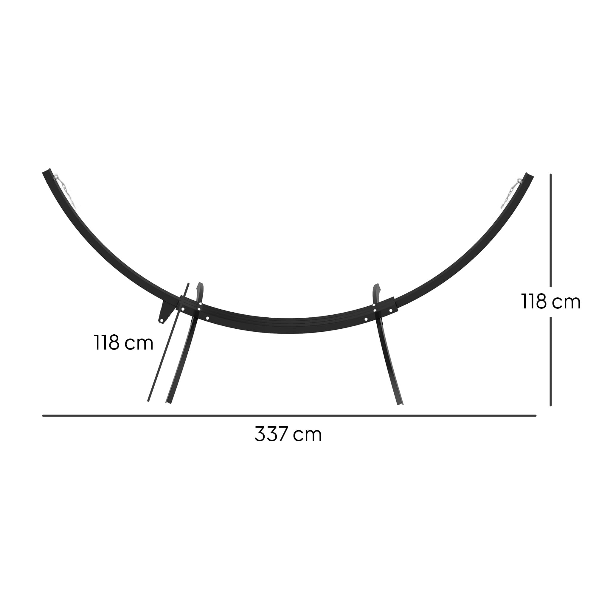 Outsunny Support de hamac en métal avec Roues, 150 kg, 337 x 118 x 118 cm Noir
