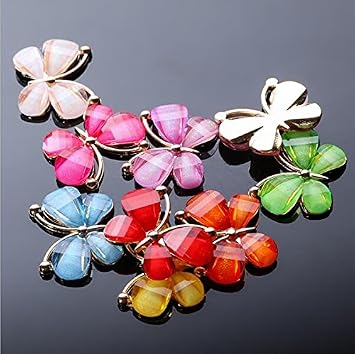 Zidetang 50Pcs Butterfly Alloy Rhinestone Buttons/Buckle Embellishment button DIY accessories (Purple)