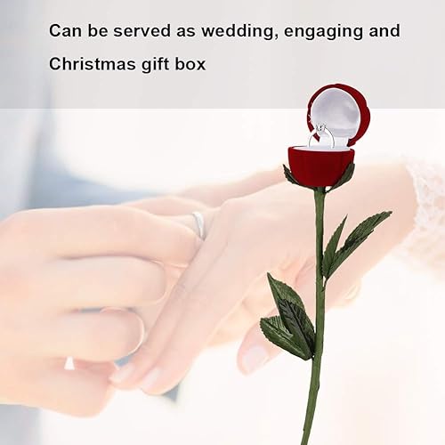 Miniatura 8 de Niiyen Red Rose Rings Box Fashion Rose Flower Shape Wedding Rings Storage Box Necklace Earrings Personalized Innovative Packaging Box